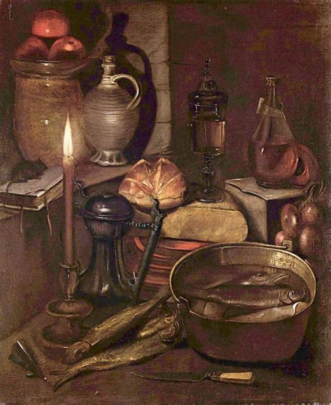 The Kitchen Table With Utensils Fish And Mouse Vintage Artwork By