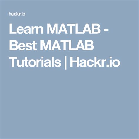 Learn Matlab Best Matlab Tutorials Advanced Learners