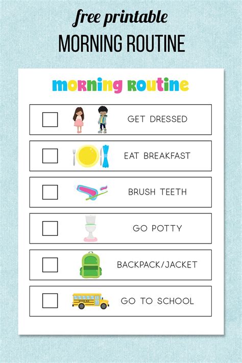 Daily Routine Chart For Kids Free Printable