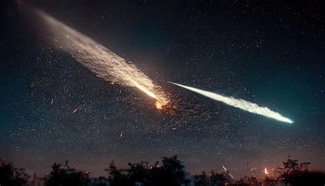 Premium Photo Raster Illustration Of Falling Meteorites In Space In