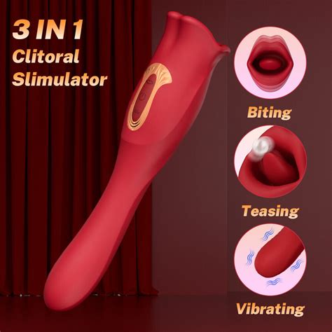 Oral Biting Licking Tongue Clit G Spot Vibrator Dildo Massager Sex Toy