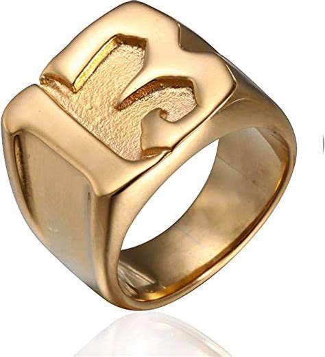 fxnjmdet anillo de acero de titanio con letras para hombres anillos digitales de moda para