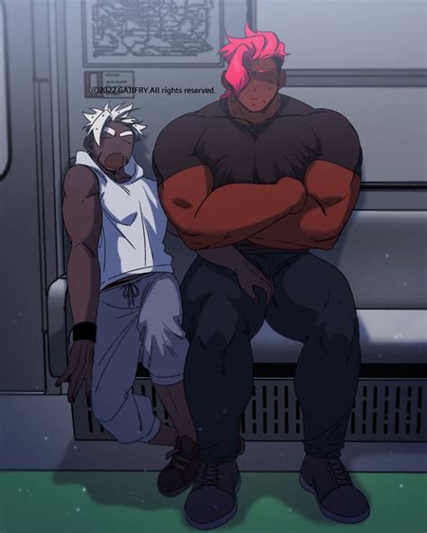 Two Anime Characters Sitting On A Subway Car One With Pink Hair And