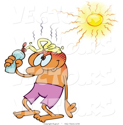 Vector Of A Cartoon Man Putting Sunblock On His Bald Head
