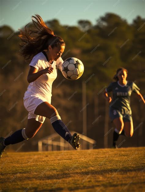 Premium Ai Image Action Shot Women Soccer Players Midkick Intense