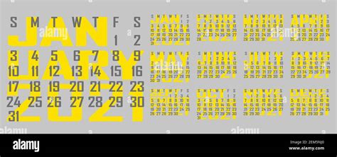 Calendario 2021 La Semana Comienza El Domingo Plantilla De Calendario Simple Vertical De