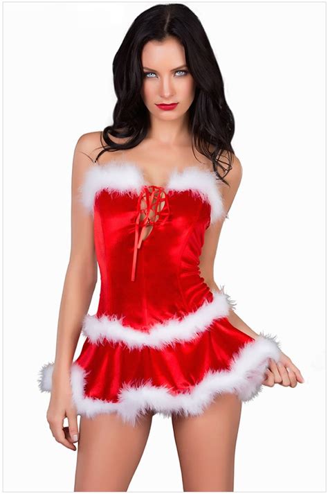 Buy Christmas Cosplay Sexy Costumes Red Tube Top
