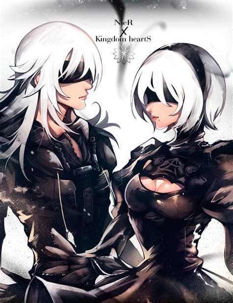 Automata wallpapers, with 42 nier: KH2 Riku x NieR Automata (2B) crossover fanart ...