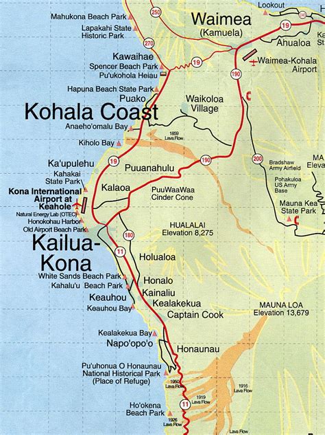 Image Map Of Kona Coast Hawaii