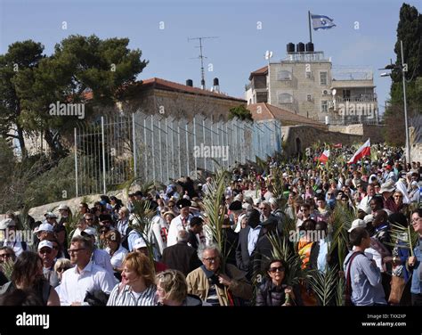 Christians Walk In The Annual Palm Sunday Procession On The Mt Of
