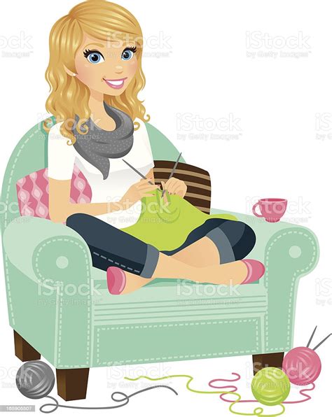 Woman Knitting Stock Illustration Download Image Now