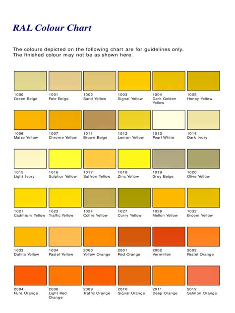 Ral Color Chart Template 6 Free Templates In Pdf Word Excel Download