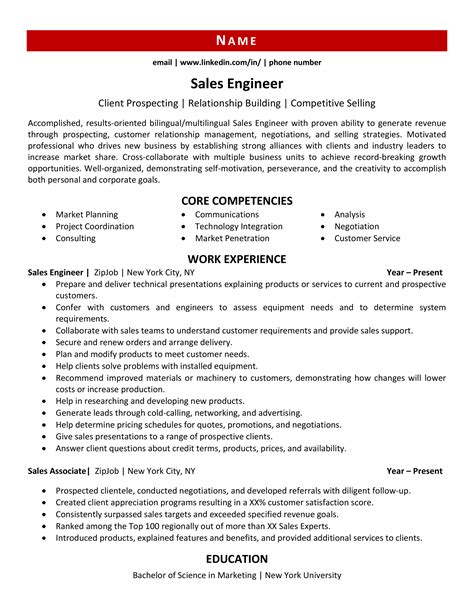 Sales Engineer Resume Example And 3 Expert Tips Zipjob