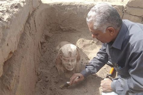 archaeologists in egypt unearth sphinx like roman era statue the columbian