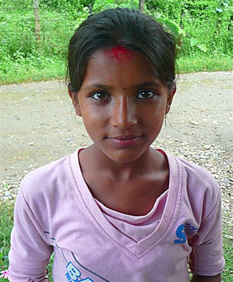 Hindu Girl With A Coloured Dot Kumkum On The Forehead