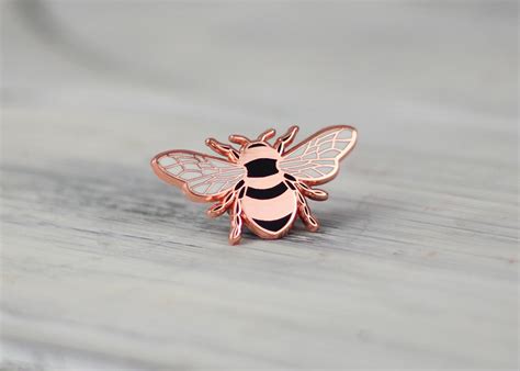 Bumblebee Enamel Pin Honey Bee Pin Insect Bug Pin Rose Gold Etsy