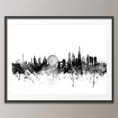 London City Skyline Cityscape Print By Artpause