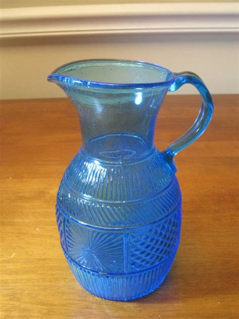 Vintage Blue Pitcher Vase With Handle By Happypropshop On Etsy 19 50 Blue Pitcher Blue