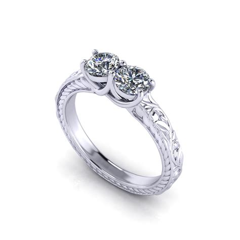 Floral Two Stone Diamond Ring Jewelry Designs