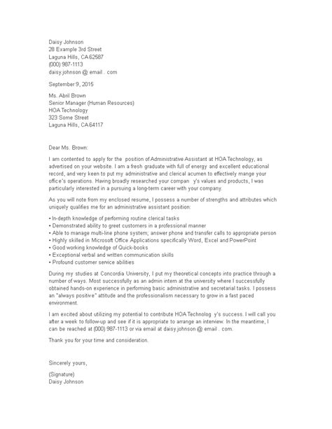 Entry Level Administrative Assistant Cover Letter For Your