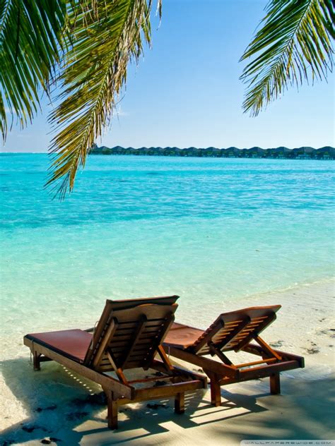 Free Download Landscape Beach Deck Chairs Wallpaper Hd Wallpaper