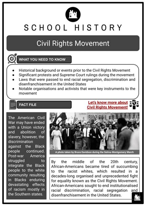 Civil Rights Movement Facts Background Events And Laws Worksheets