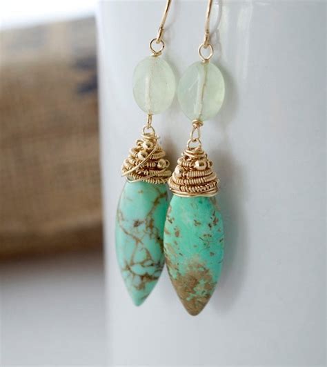 Turquoise Dangle Earrings Wire Wrapped Turquoise Earrings