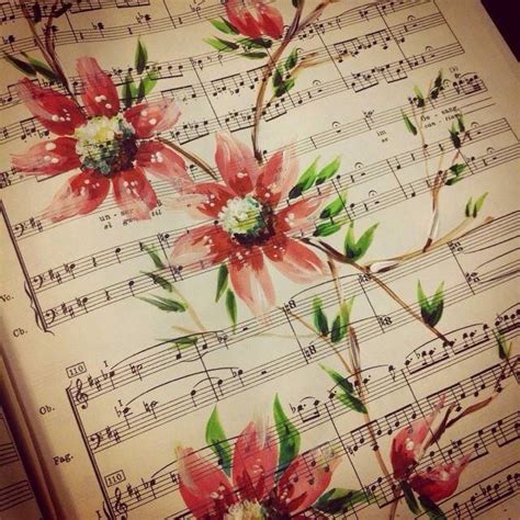 Flower On Sheet Music Painting By Noel Chapman Mckelvy Music