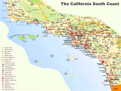 California South Coast Map Ontheworldmap Com