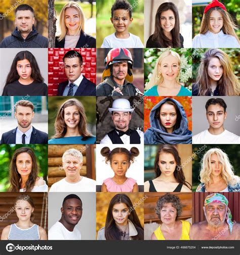 Collage Happy Beautiful People Different Ages Nationalities Stock Photo