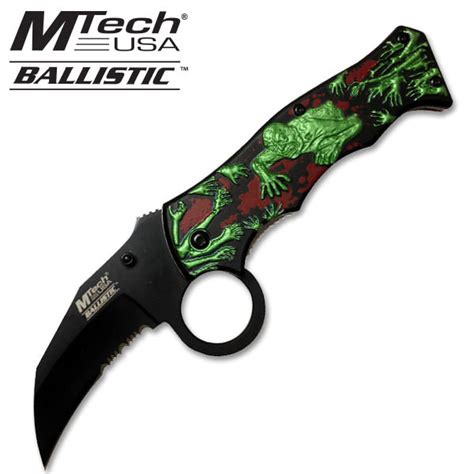 zombie hunter spring assist knife green zombie w red bloo