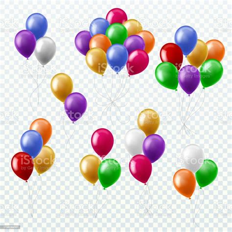 Balloon Bunches Party Decoration Color Balloons Flying Groups Isolated