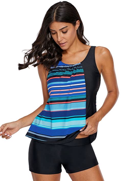 Asymmetric Striped Splice Tank Top Swimwear Tank Top Swimwear