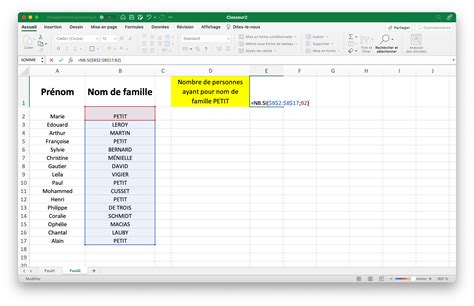 La Fonction NB SI Sur Excel