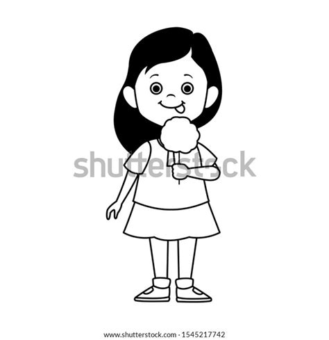 Cartoon Girl Eating Ice Cream Cone Stock Vector Royalty Free