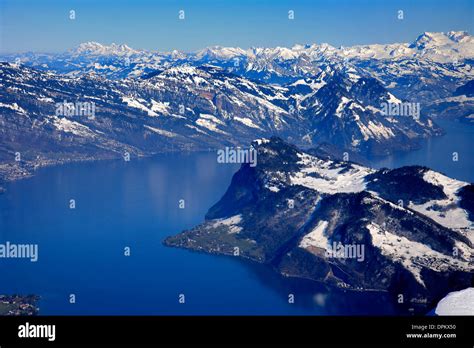 Lake Luzern From Mount Pilatus Kulm Mountain Range Lucerne Canton