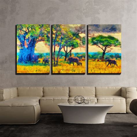 Wall26 3 Piece Canvas Wall Art Colorful Impressionist African