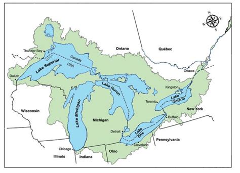 North America Map With Great Lakes United States Map