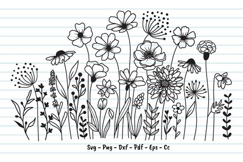 Wildflowers Svg Files Flowers Garden Graphic By Dakhashop · Creative