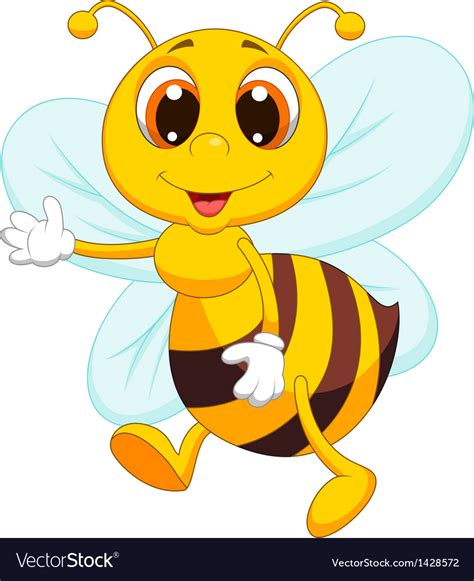 Cute Bee Cartoon Waving Royalty Free Vector Image