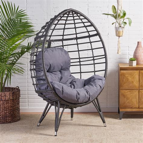 Indoor Wicker Egg Chair With Cushion Nh123113 Noble House Furniture