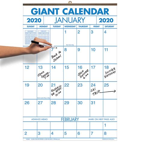 Get 2020 Printable Calendar With Large Squares Calendar Printables