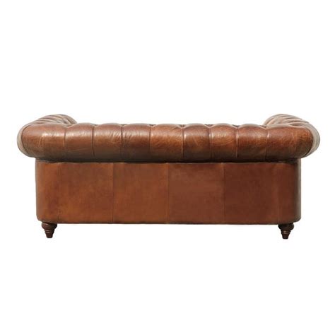 Pasargad Home Genuine Leather Chester Bay Tufted Loveseat Chairish