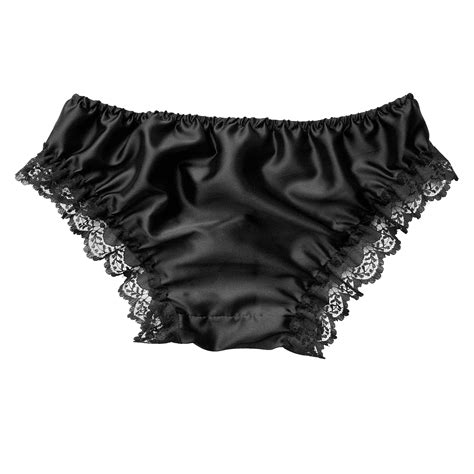 Black Satin Lace Sissy Full Panties Bikini Knicker Underwear Size 10 20 Ebay