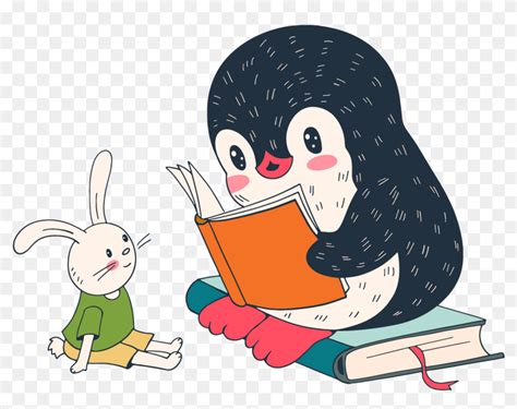 Penguin Reading 01 0 Cartoon Hd Png Download 1400x1200 4537775