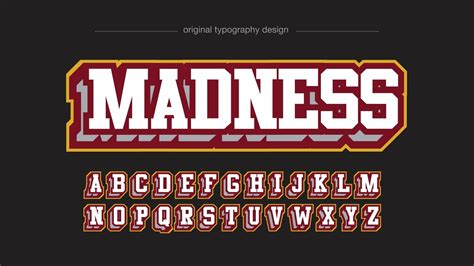 Red And Yellow Slab Serif Varsity Sports Typography 2430466 Vector Art