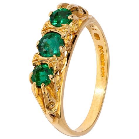 Victorian Emerald Diamond Gold Ring At 1stdibs
