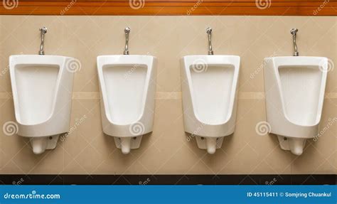Urinal Man Four Clean Toilets In Public Toilets Stock Image Image Of