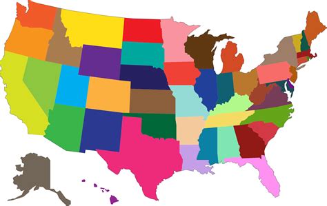Colorful Map Of Usa States Vector Outline Illustration Us Map Scale Images