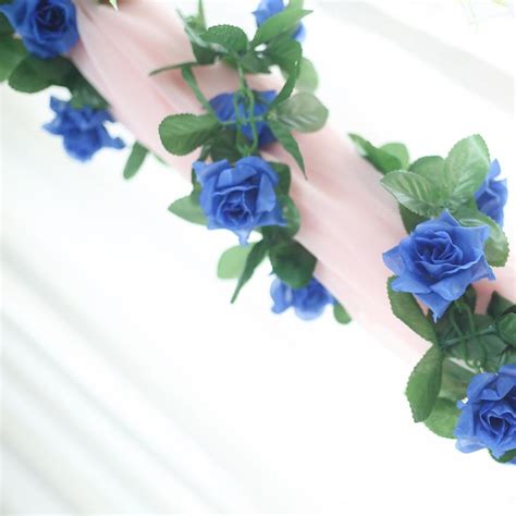 6 Ft Royal Blue Rose Chain Garland Uv Protected Artificial Flower
